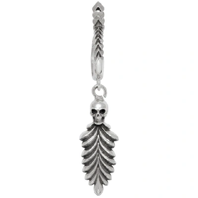 Shop Emanuele Bicocchi Silver Skull And Feather Earring