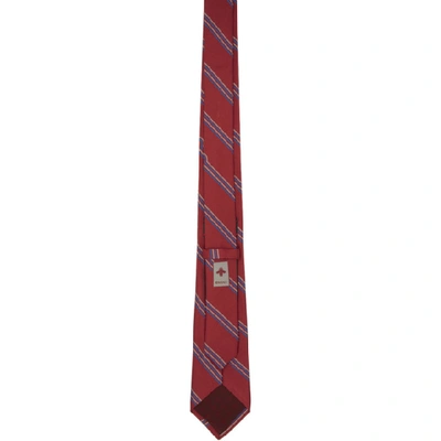 Shop Gucci Red Silk Diagonal Stripes And G Tie In 6568 Red