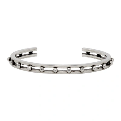 Shop Saint Laurent Silver Spheres Openwork Bangle Bracelet In 8142 Silvox