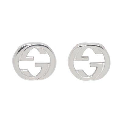 Shop Gucci Silver Interlocking G Earrings In 0702 Silv