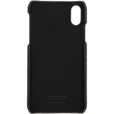 Shop Saint Laurent Black Croc Monogramme Iphone Xs Case In 1000 Nero/n