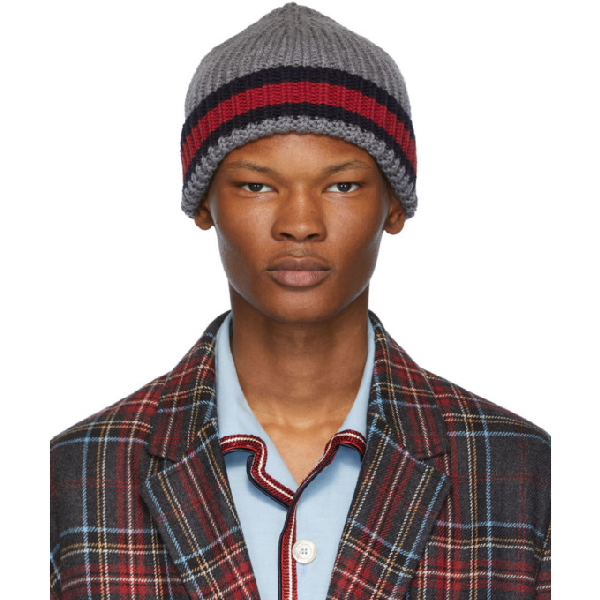 gucci web trim beanie hat