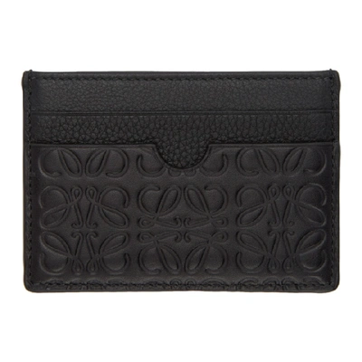 Shop Loewe Black Linen Card Holder In 1110.blk