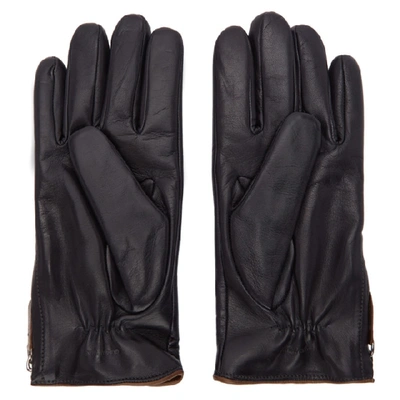 Shop Giorgio Armani Black Leather Gloves