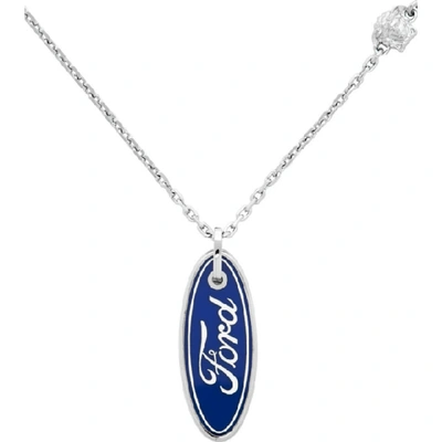 Shop Versace Silver Ford Edition Logo Necklace In Kbbp Silver