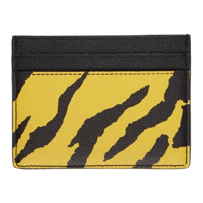 Shop Saint Laurent Black And Yellow Zebra Card Holder In 7268 Gialon