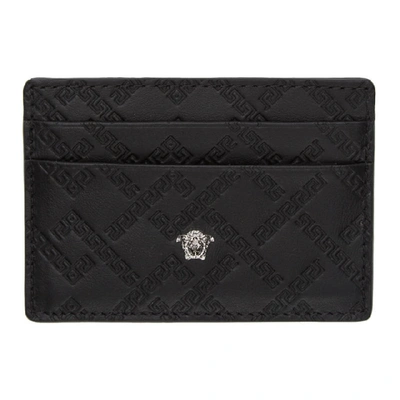 Shop Versace Black Greek Key Card Holder In D41p Black