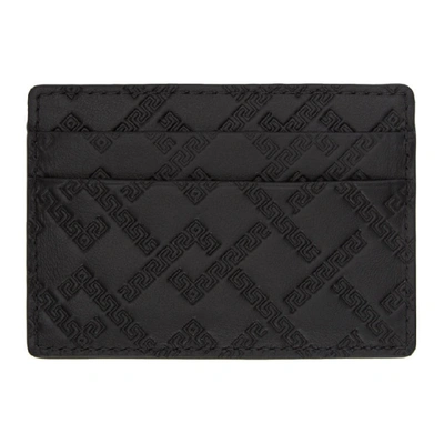 Shop Versace Black Greek Key Card Holder In D41p Black