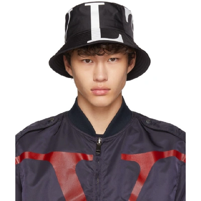 Shop Valentino Black  Garavani Vltn Bucket Hat In 0ni Nr Bian