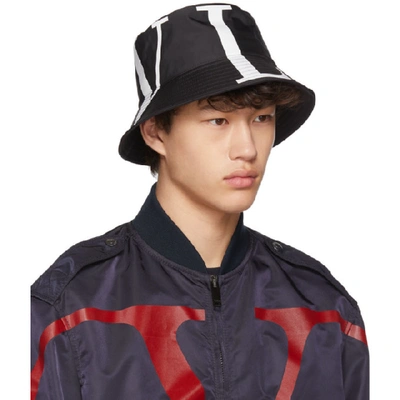 Shop Valentino Black  Garavani Vltn Bucket Hat In 0ni Nr Bian