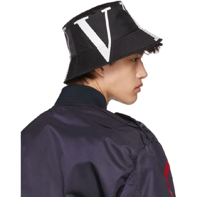 Shop Valentino Black  Garavani Vltn Bucket Hat In 0ni Nr Bian