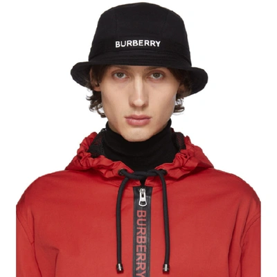 Shop Burberry Black Jersey Sj Bucket Hat