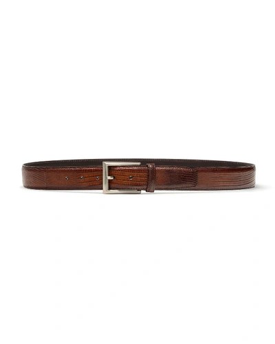 Shop Magnanni Men's Lizard Silvertone-buckle Belt, Cognac