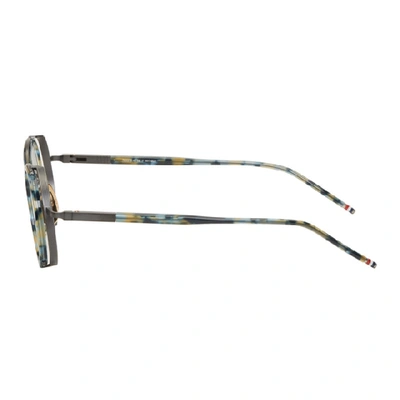 Shop Thom Browne Tortoiseshell And Gunmetal Tb-813 Glasses In Navytort