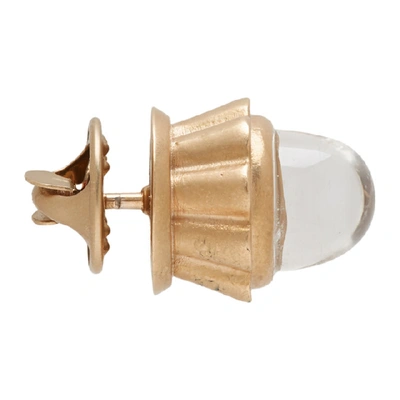 Shop Dries Van Noten Gold Sculpted Earring In White001