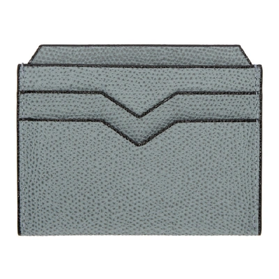 Shop Valextra Blue 4cc Card Holder In Po Polevere