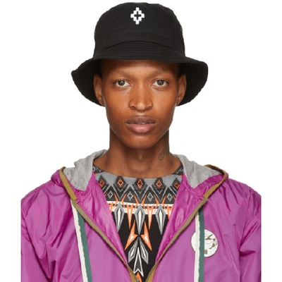 Shop Marcelo Burlon County Of Milan Black Starter Black Label Edition Cross Bucket Hat In 1001 Blkwht