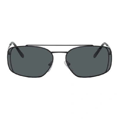 Shop Prada Black Metal Frame Sunglasses