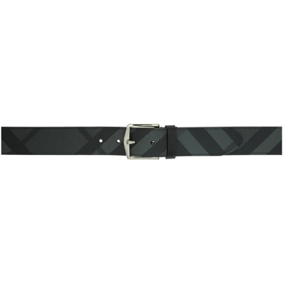 Shop Burberry Grey And Black London Check Belt In A1008 Charc