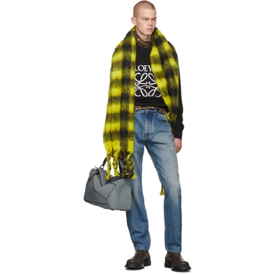 Shop Loewe Yellow Check Scarf