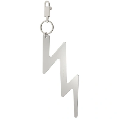 Shop Rick Owens Silver Big Thunder Bolt Keychain In 128 Palladi