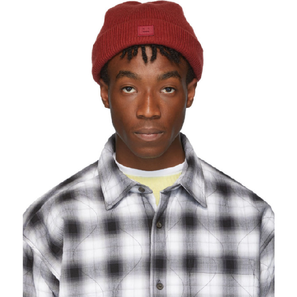 acne studios red beanie