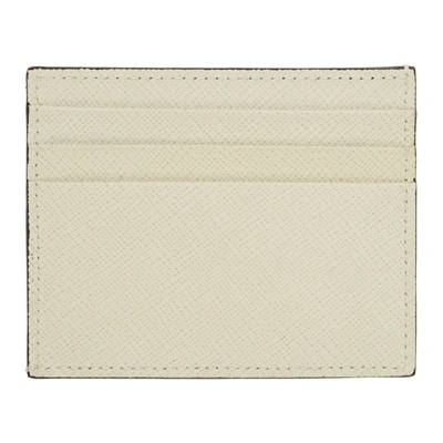 Shop Prada Off-white Saffiano Logo Print Card Holder