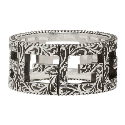 Shop Gucci Silver Square G Ring In 0811agedsil