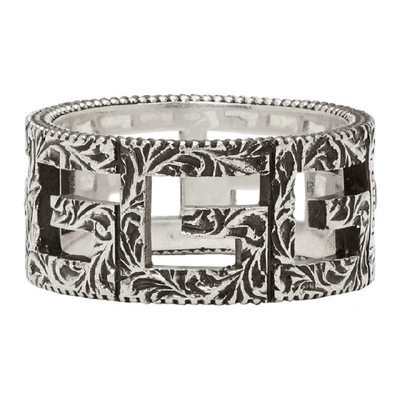 Shop Gucci Silver Square G Ring In 0811agedsil