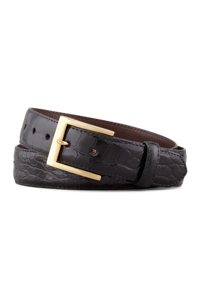 W. Kleinberg Matte Alligator Belt, Black In Black