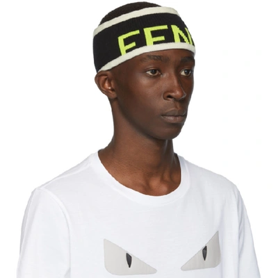 Shop Fendi Black Wool Logo Headband In F03ry Blk Y