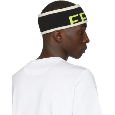 Shop Fendi Black Wool Logo Headband In F03ry Blk Y