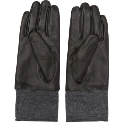 Shop Undercover Black Leather And Wool Uc Gloves