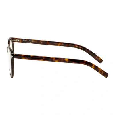 Shop Saint Laurent Tortoiseshell Round Slim Glasses In Havana