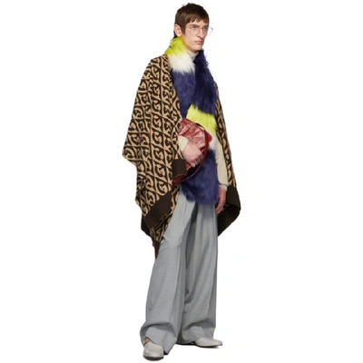 Shop Gucci Navy And Multicolor Faux-fur Scarf In 9888 Multi