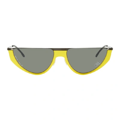 Shop Martine Rose Black & Yellow Mykita Edition Selina Sunglasses
