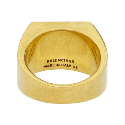 Shop Balenciaga Gold Bb Textured Ring