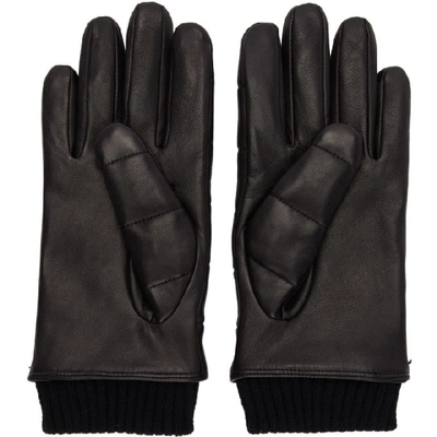 Shop Hugo Black Leather 3d Stitching Gloves In 1 Black