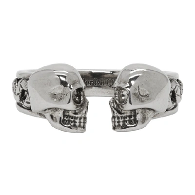 Shop Alexander Mcqueen Silver Skull Ring In 0446 Silver