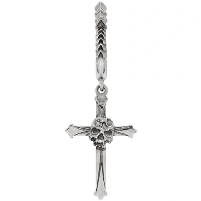 Shop Emanuele Bicocchi Silver Cross And Skull Earring