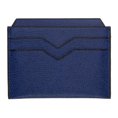 Shop Valextra Blue 4cc Card Holder