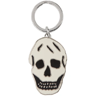 Shop Alexander Mcqueen White & Black Skull Keychain