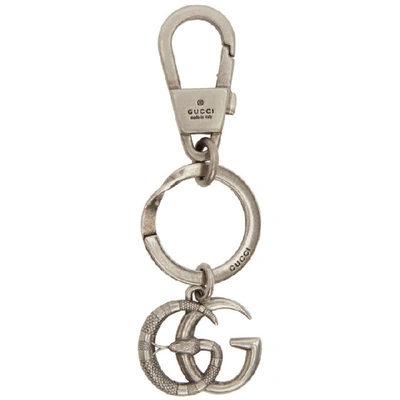 Shop Gucci Silver Gg Marmont Snake Keychain In 8111 Silver