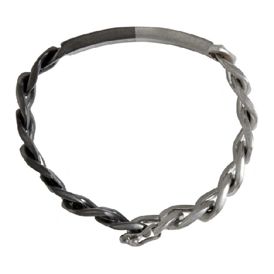 Shop Maison Margiela Silver And Black Chain-link Bracelet In 963 Slvr Bl