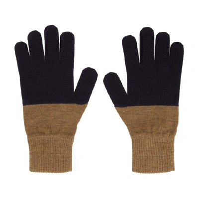 Shop Fendi Navy Logo Gloves