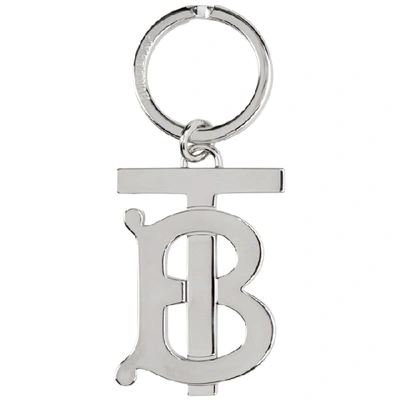 Shop Burberry Silver Monogram Motif Keyring