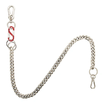 Shop Martine Ali Silver And Red Cuban Wallet Chain In Silverred