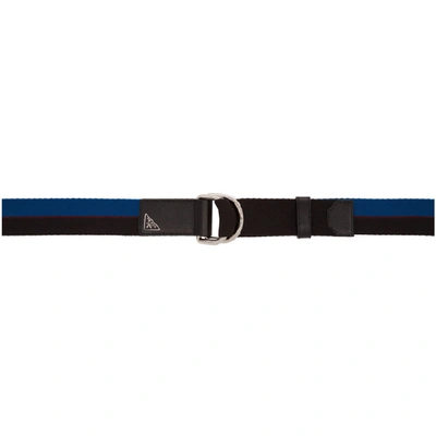 Shop Prada Black & Blue Triangle Nastro Belt