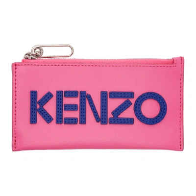 Shop Kenzo Pink Logo Zip Card Holder In 26 Deepfuch