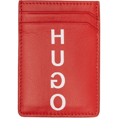 Shop Hugo Red Money Clip Card Holder In 600 Red